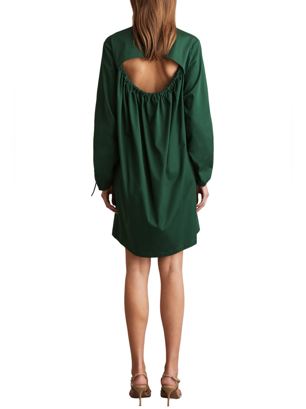 New Reiss Grazia Green Stretch Cotton Shirt Dress, Size 4